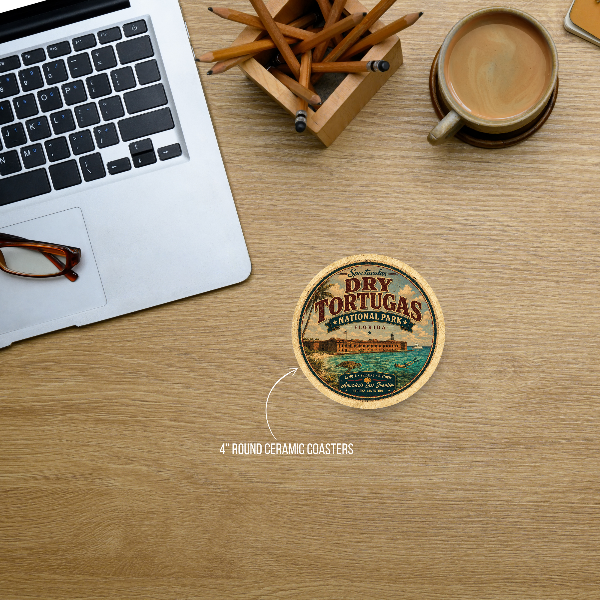 Dry Tortugas National Park Ceramic Coaster – 4" Round