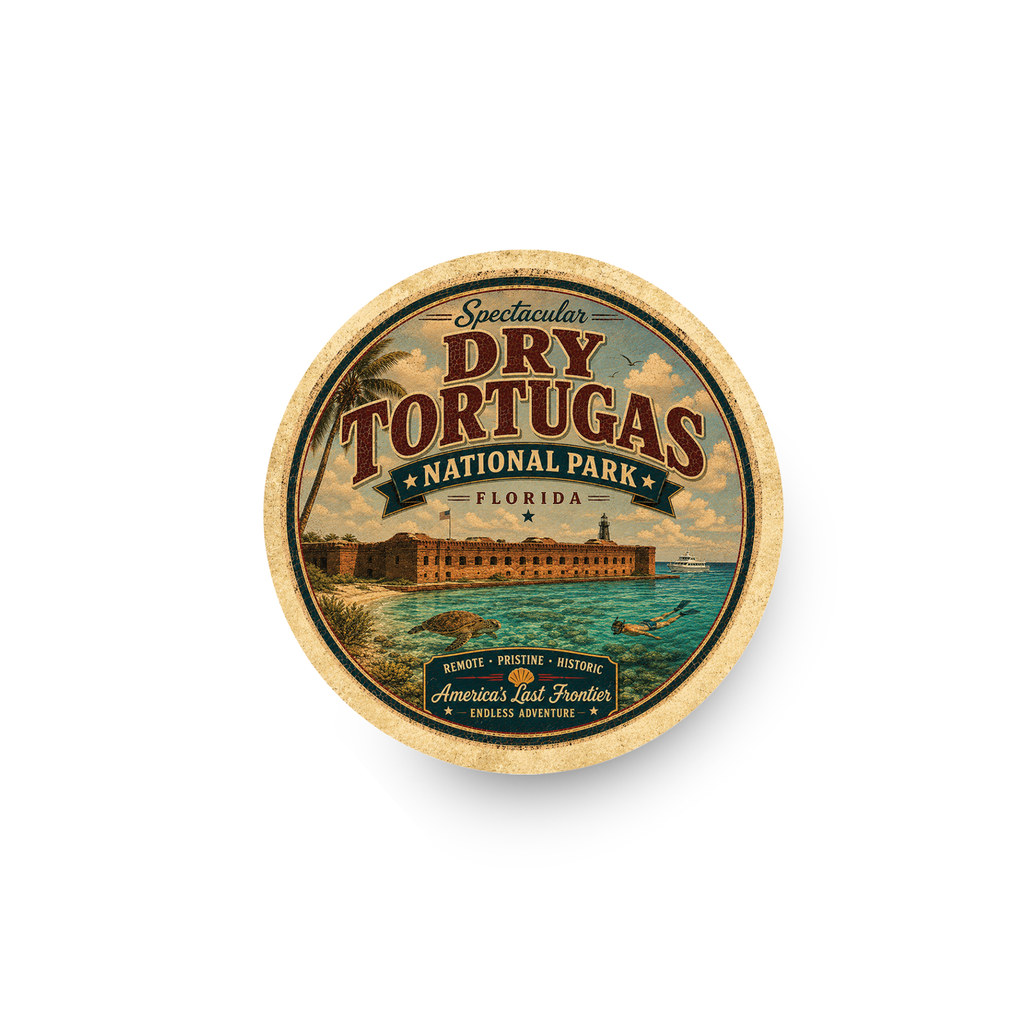 Dry Tortugas National Park Ceramic Coaster – 4" Round