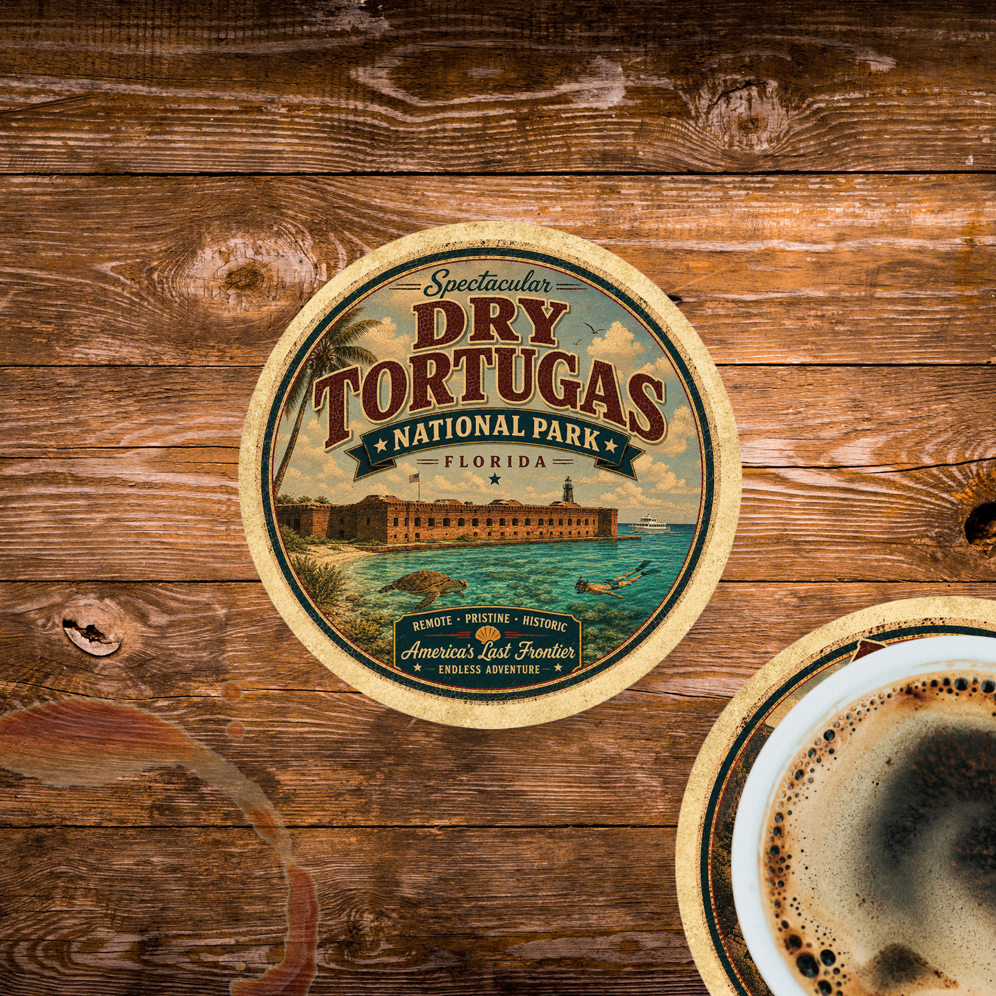 Dry Tortugas National Park Ceramic Coaster – 4" Round