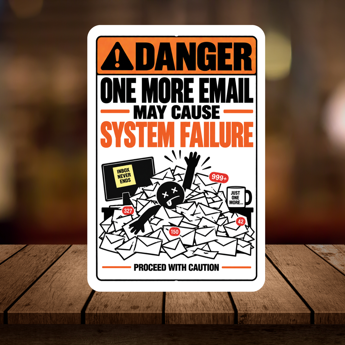 One More Email May Cause System Failure Sign – Funny Office Aluminum Sign