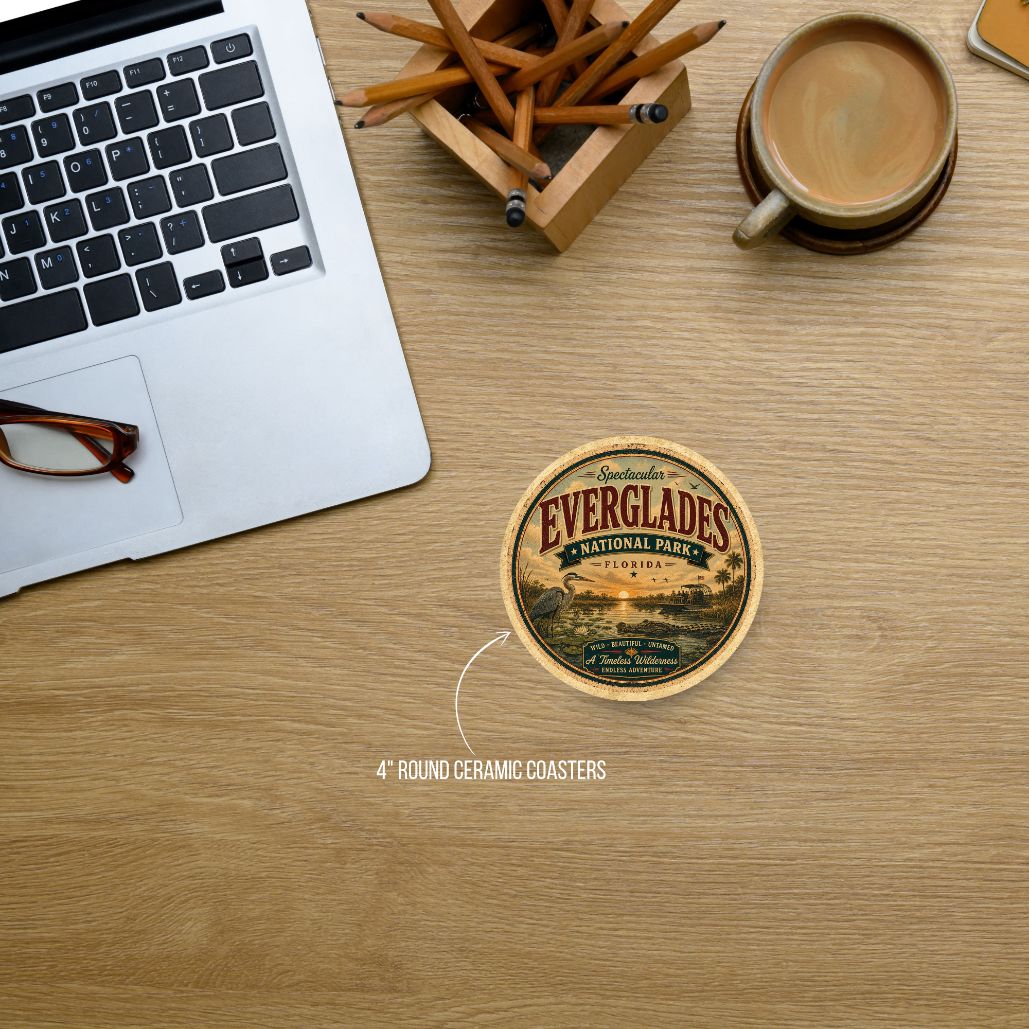 Everglades National Park Ceramic Coaster – 4" Round