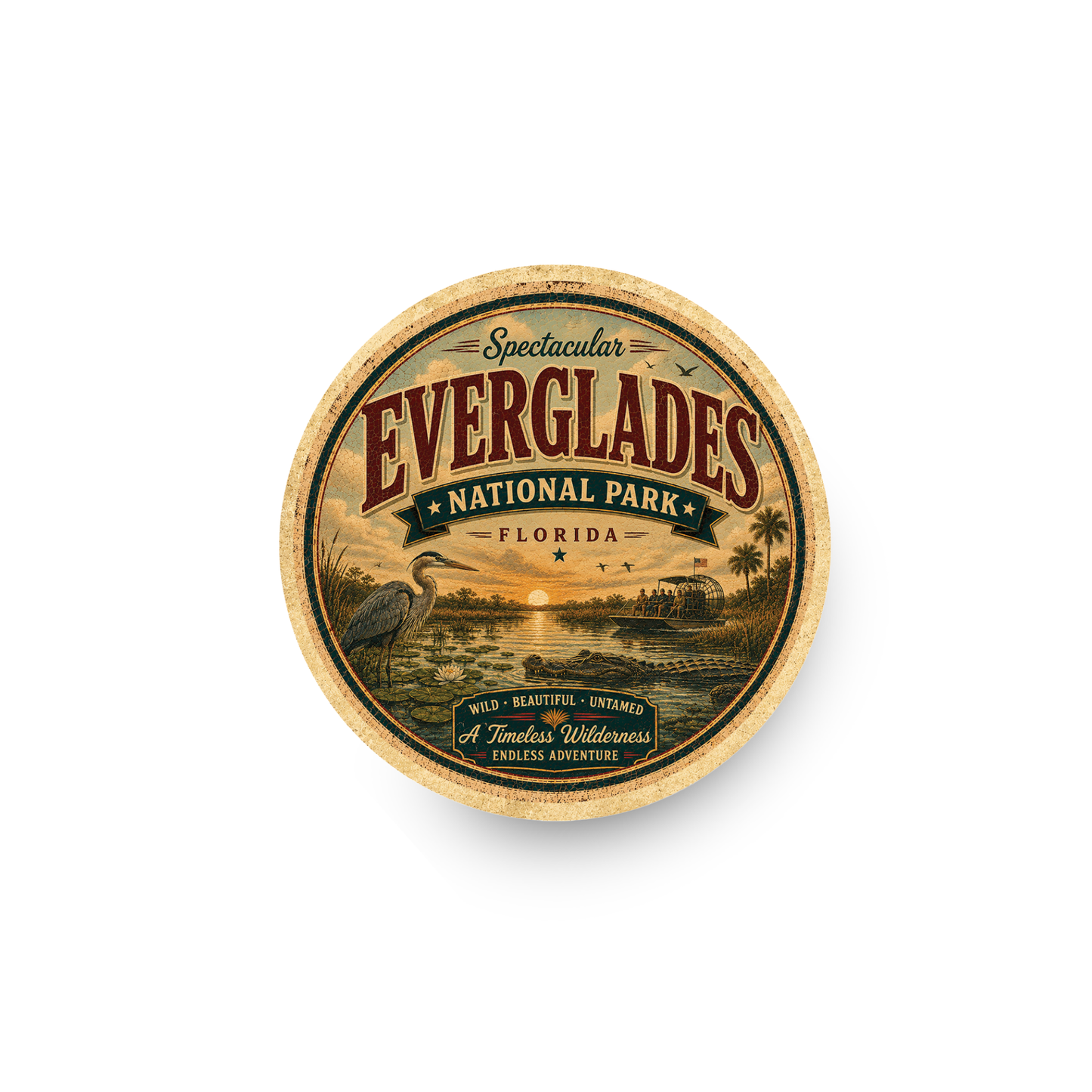 Everglades National Park Ceramic Coaster – 4" Round