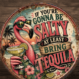 Funny Flamingo Tequila Sign – Salty Tropical Bar Wall Décor