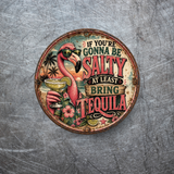 Funny Flamingo Tequila Magnet – 3-Inch Round Tropical Décor