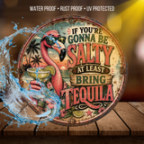 Funny Flamingo Tequila Sign – Salty Tropical Bar Wall Décor