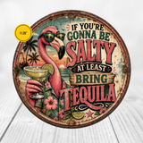 Funny Flamingo Tequila Sign – Salty Tropical Bar Wall Décor