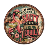 Funny Flamingo Tequila Sign – Salty Tropical Bar Wall Décor