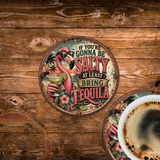 Funny Flamingo Tequila Ceramic Coaster Set – 4-Inch Round