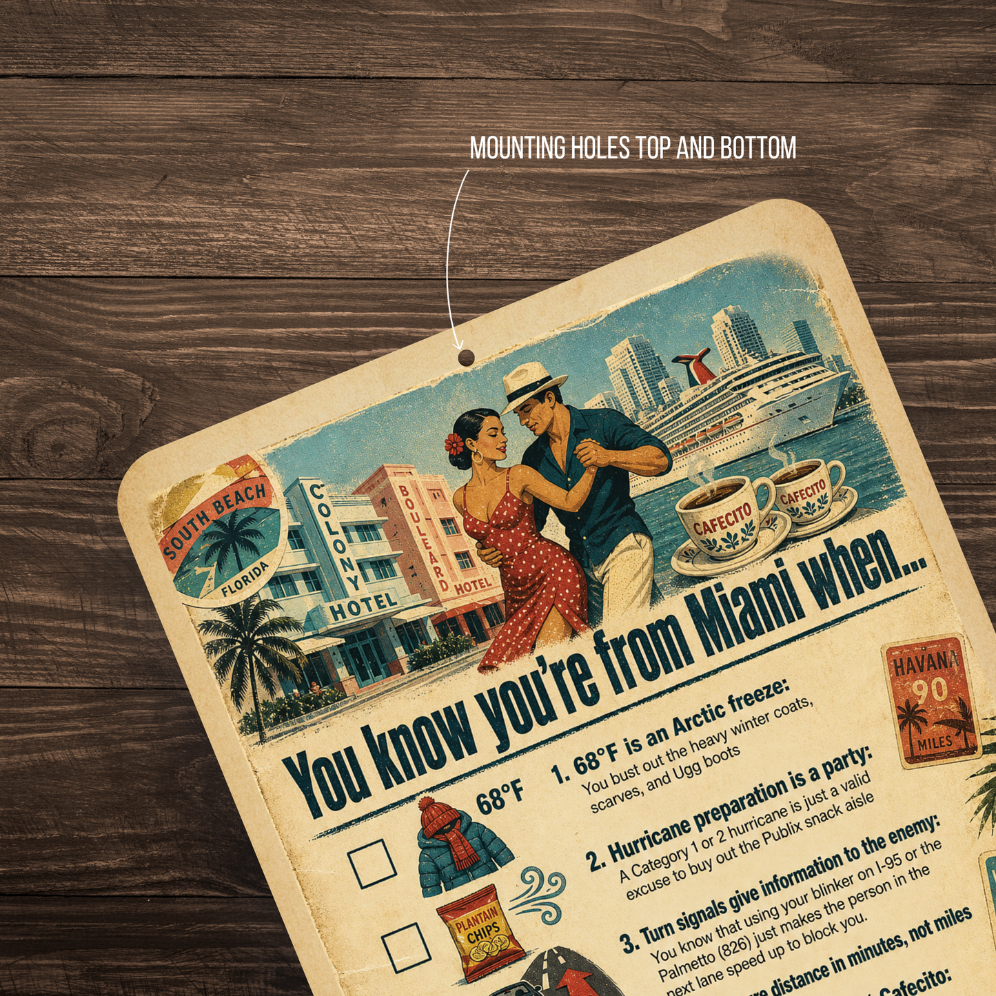 You Know You’re From Miami When… Retro Miami Checklist Sign