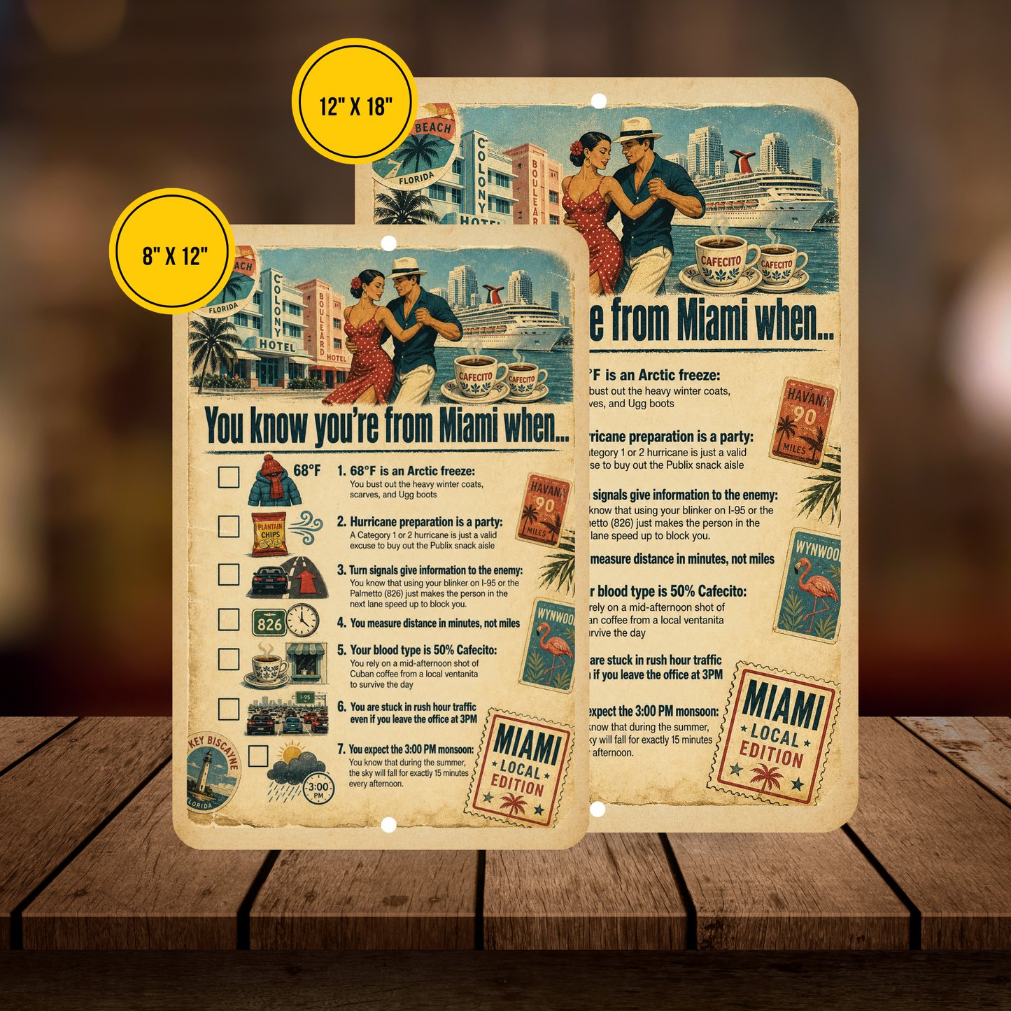 You Know You’re From Miami When… Retro Miami Checklist Sign