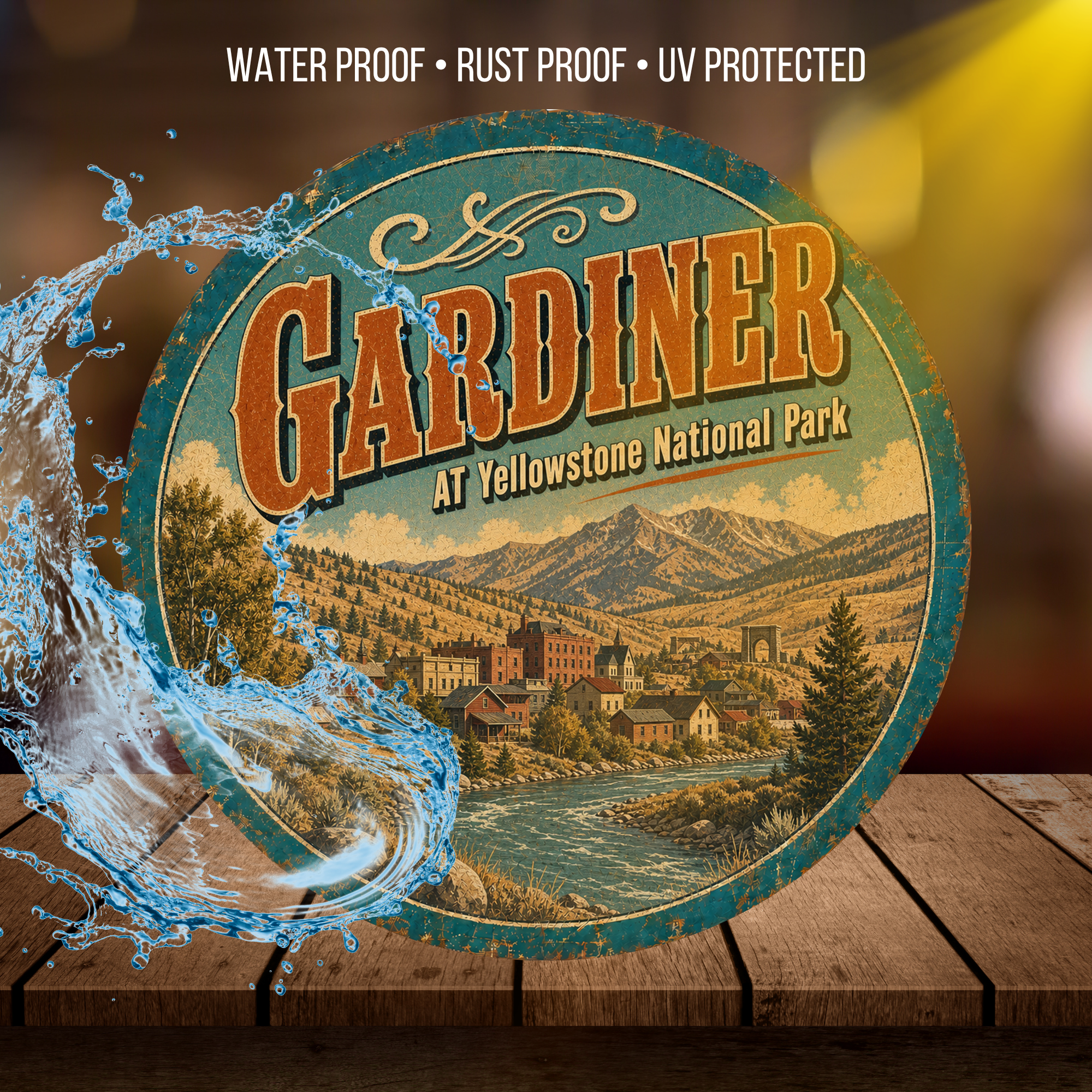 Gardiner Yellowstone National Park Sign 12" Round