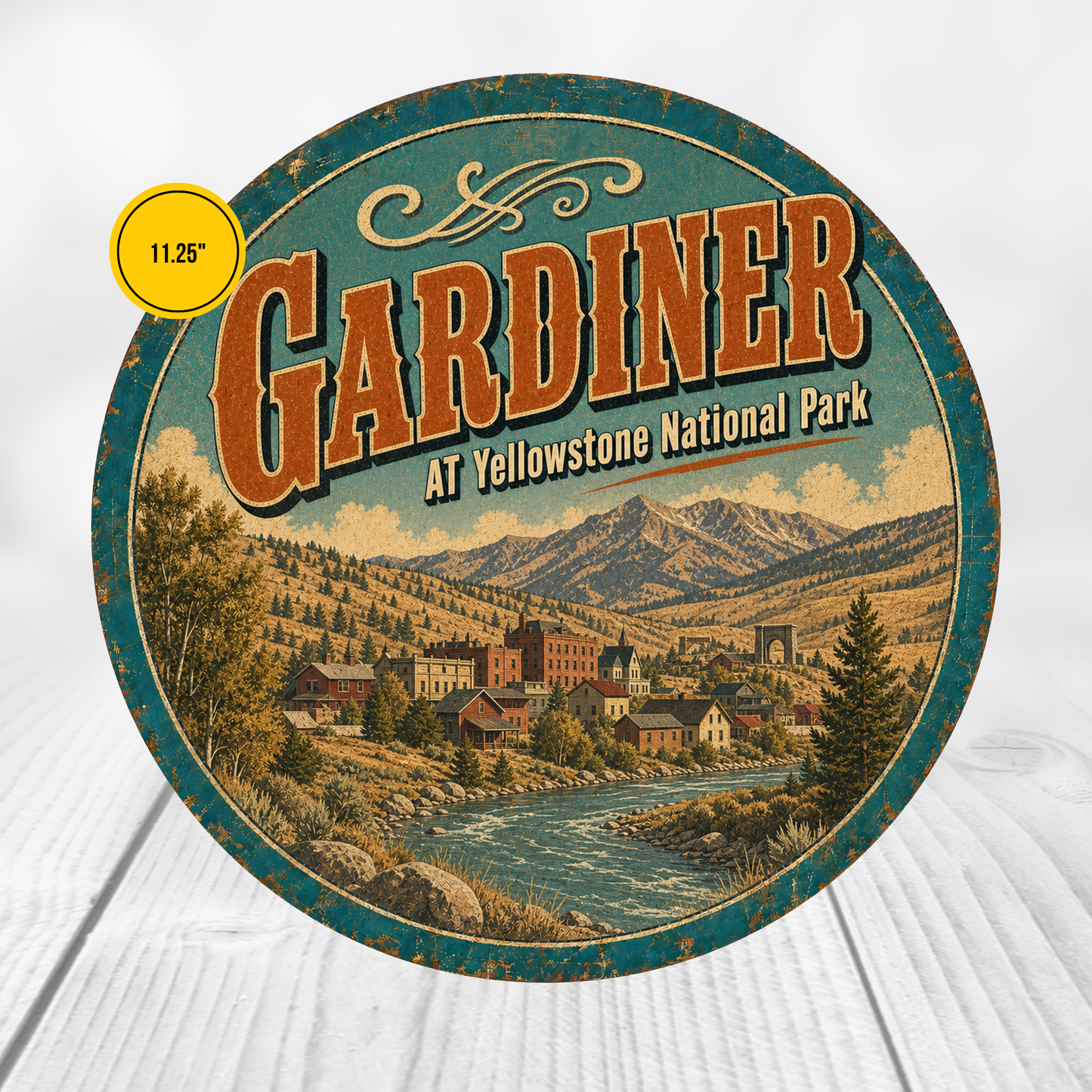 Gardiner Yellowstone National Park Sign 12" Round