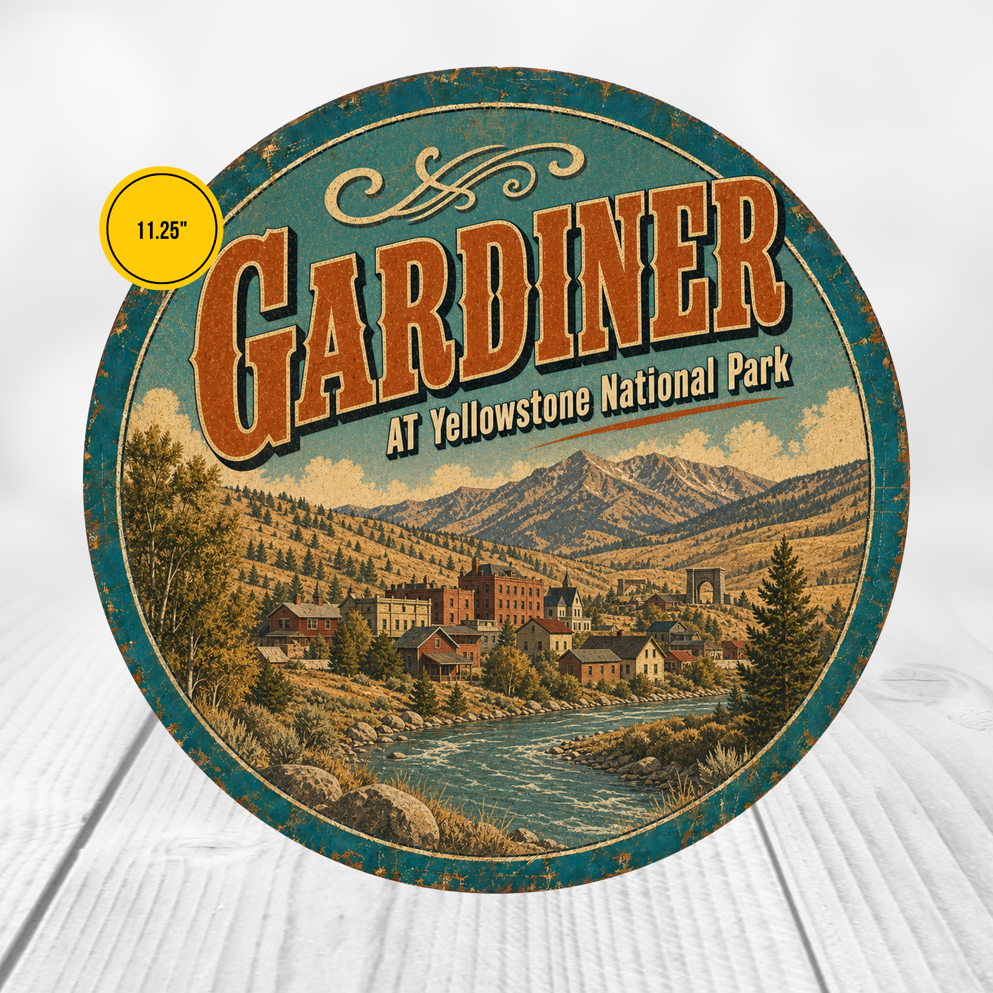 Gardiner Yellowstone National Park Sign 12" Round