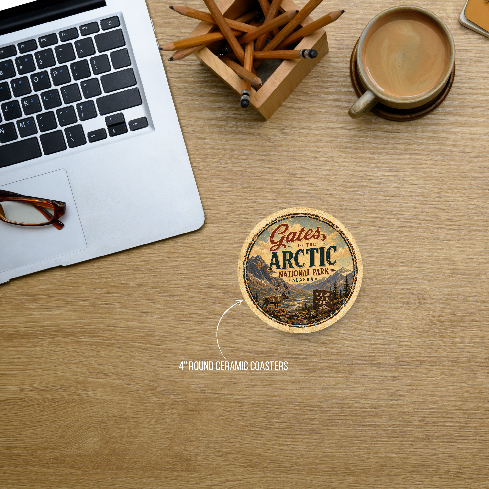 Gates of the Arctic National Park Ceramic Coaster – 4" Round