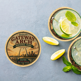 Gateway Arch National Park Ceramic Coaster – 4" Round