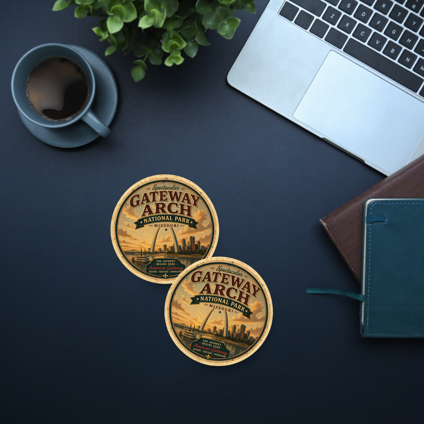 Gateway Arch National Park Ceramic Coaster – 4" Round