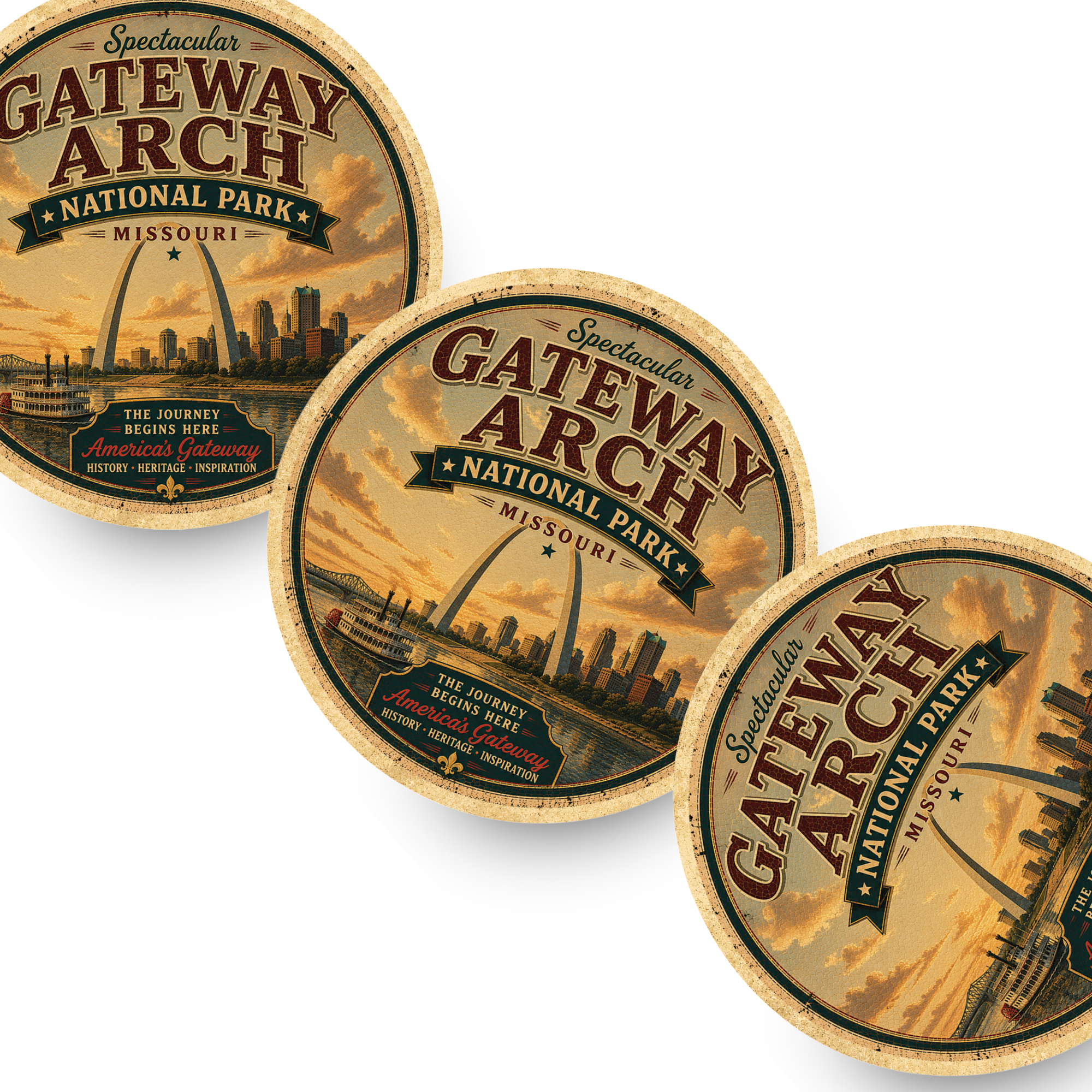 Gateway Arch National Park Ceramic Coaster – 4" Round