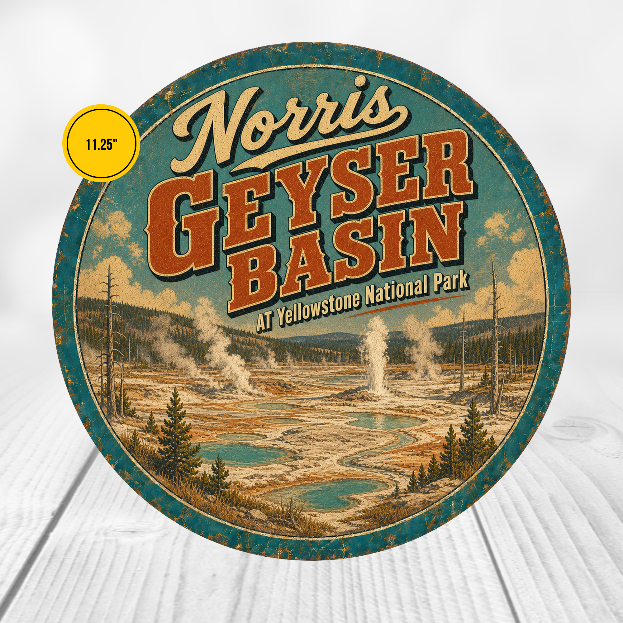 Geyser Basin Yellowstone National Park Sign 12" Round