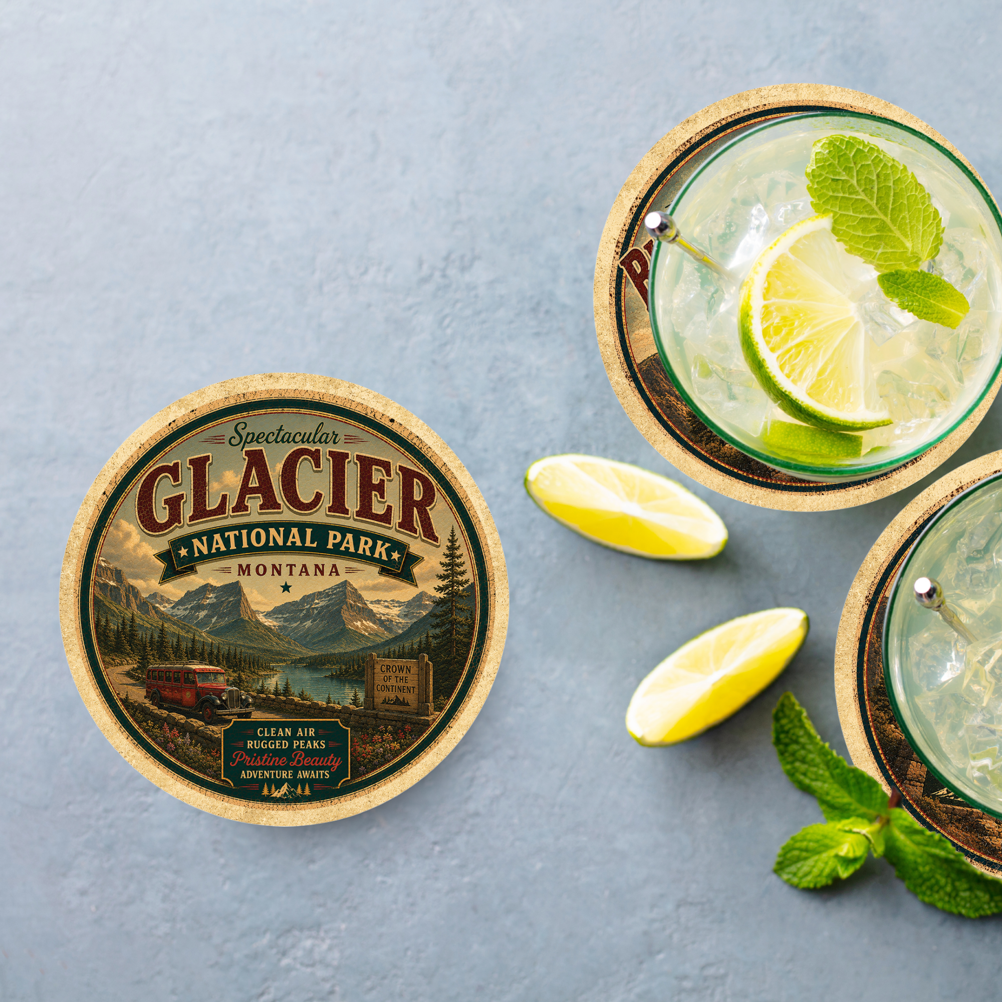 Glacier National Park Ceramic Coaster – 4" Round