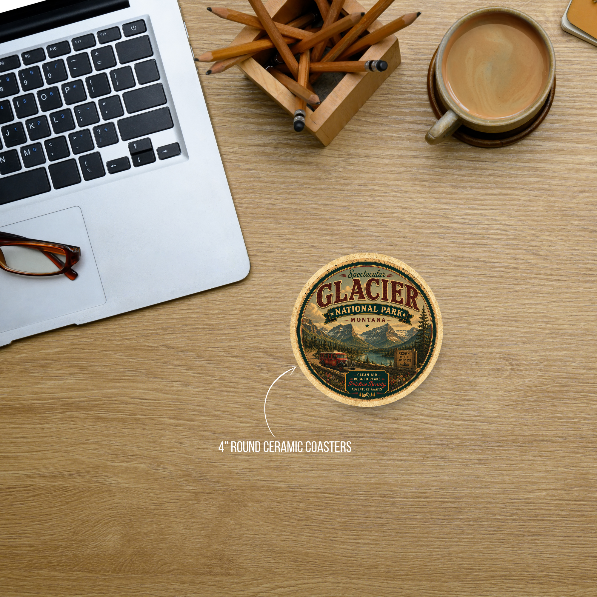 Glacier National Park Ceramic Coaster – 4" Round