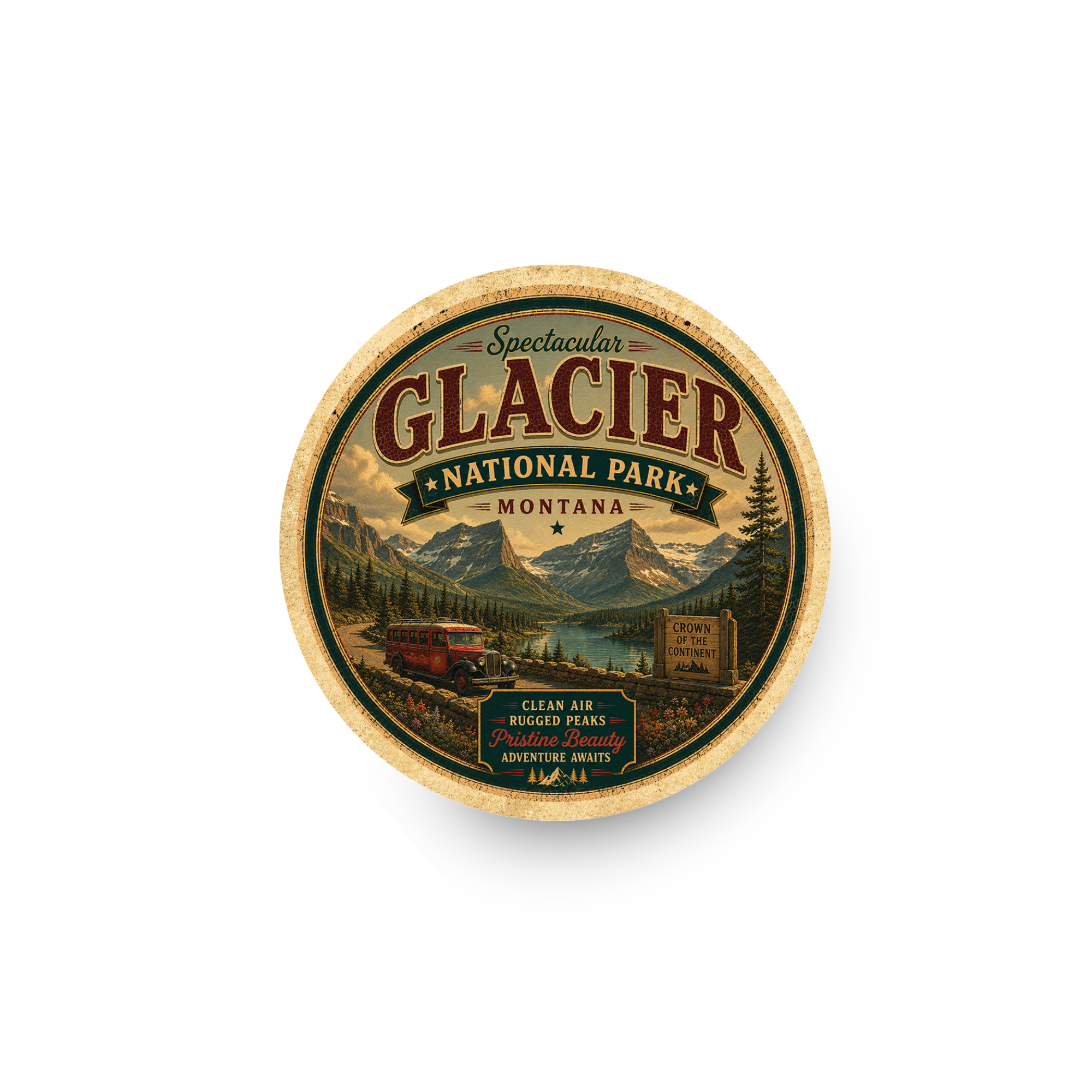 Glacier National Park Ceramic Coaster – 4" Round