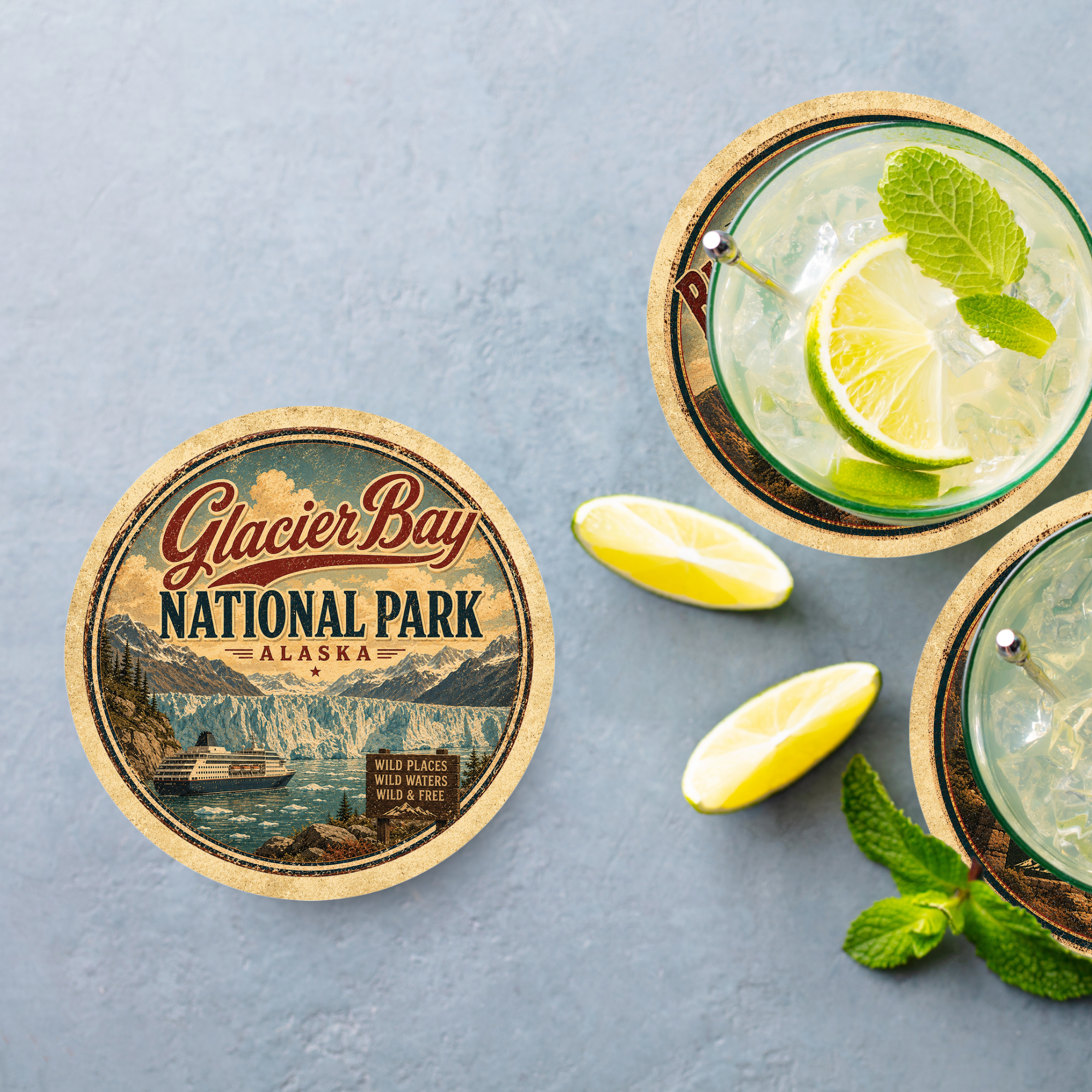 Glacier Bay National Park Ceramic Coaster – 4" Round