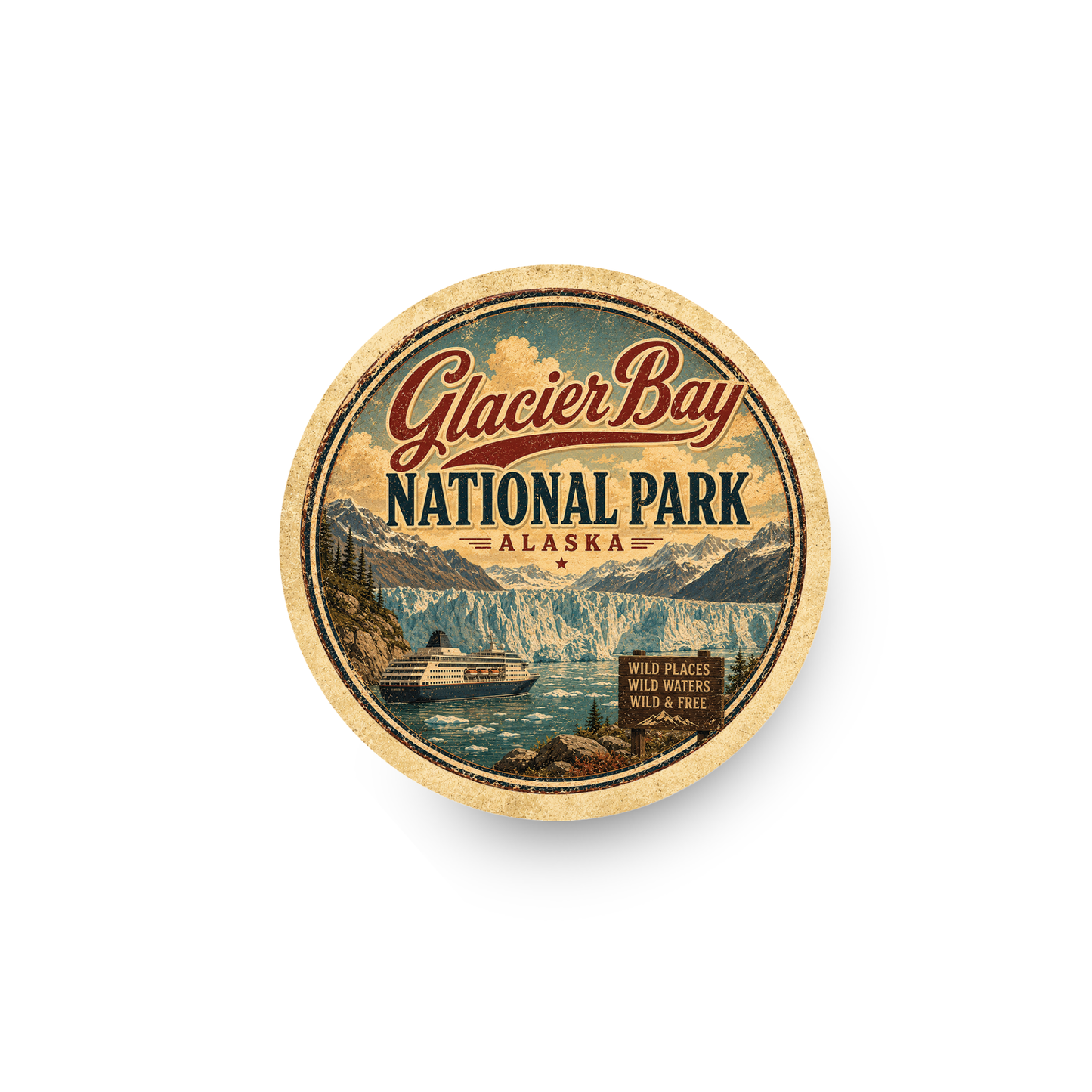 Glacier Bay National Park Ceramic Coaster – 4" Round