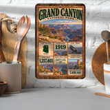 Grand Canyon National Park aluminum facts sign displayed in a kitchen
