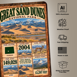 Great Sand Dunes National Park sign features including aluminum construction and weather resistance