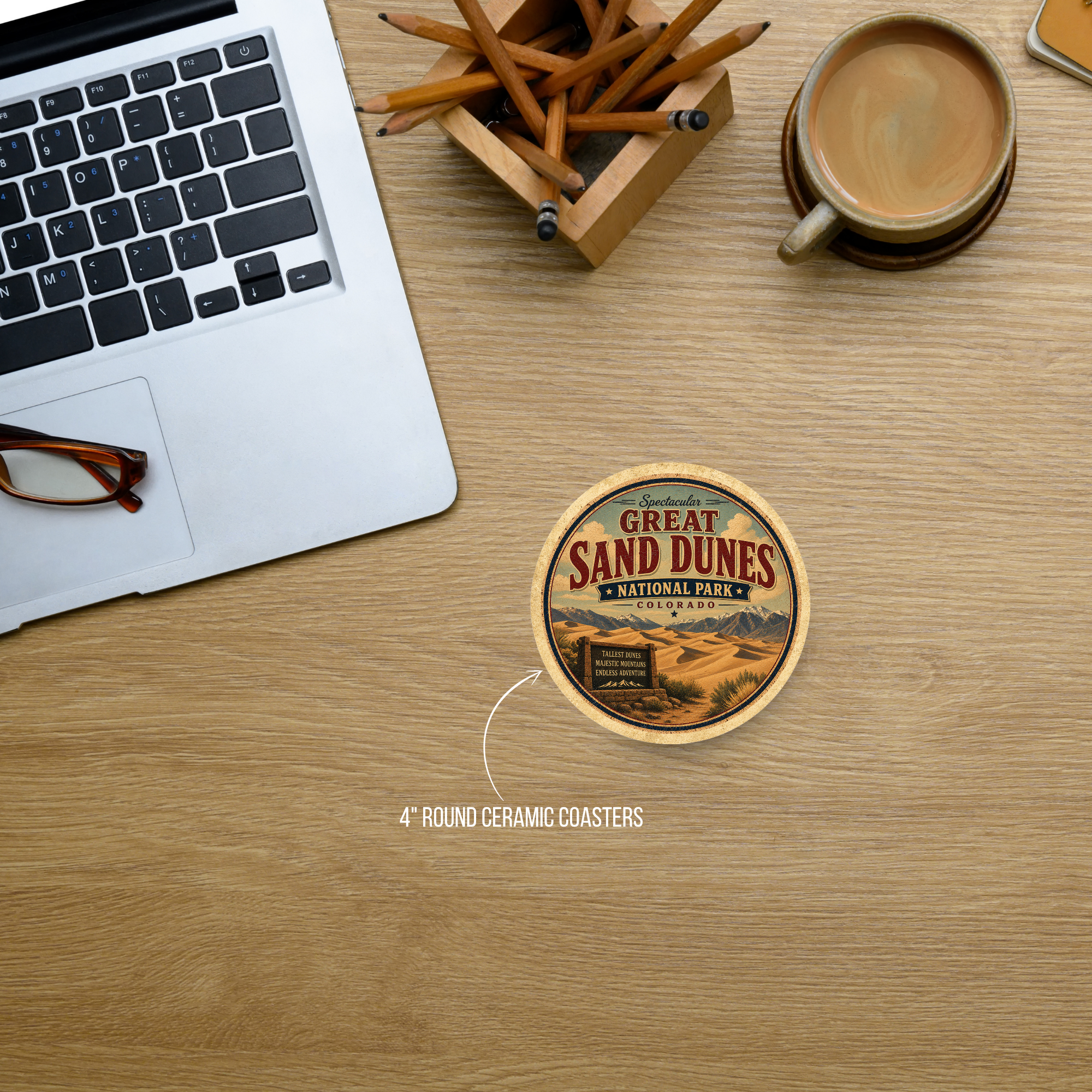 Great Sand Dunes National Park Ceramic Coaster – 4" Round