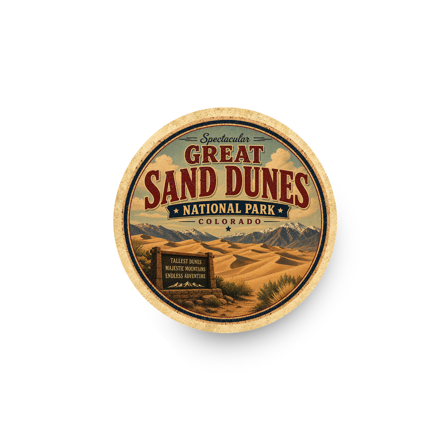 Great Sand Dunes National Park Ceramic Coaster – 4" Round