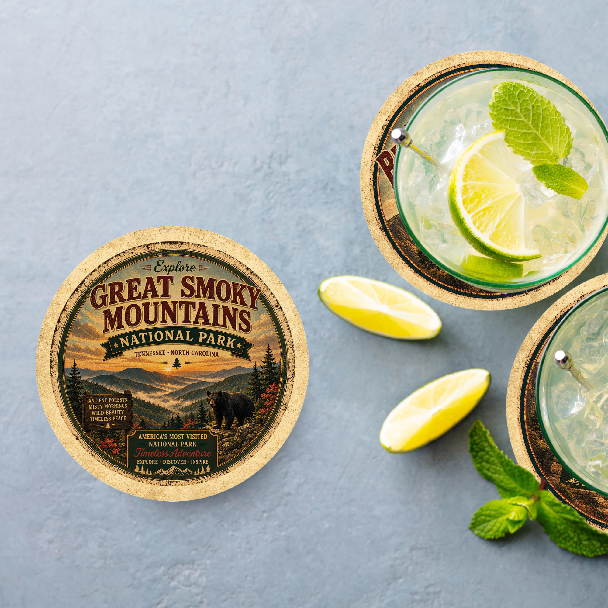 Great Smoky Mountains National Park Ceramic Coaster – 4" Round
