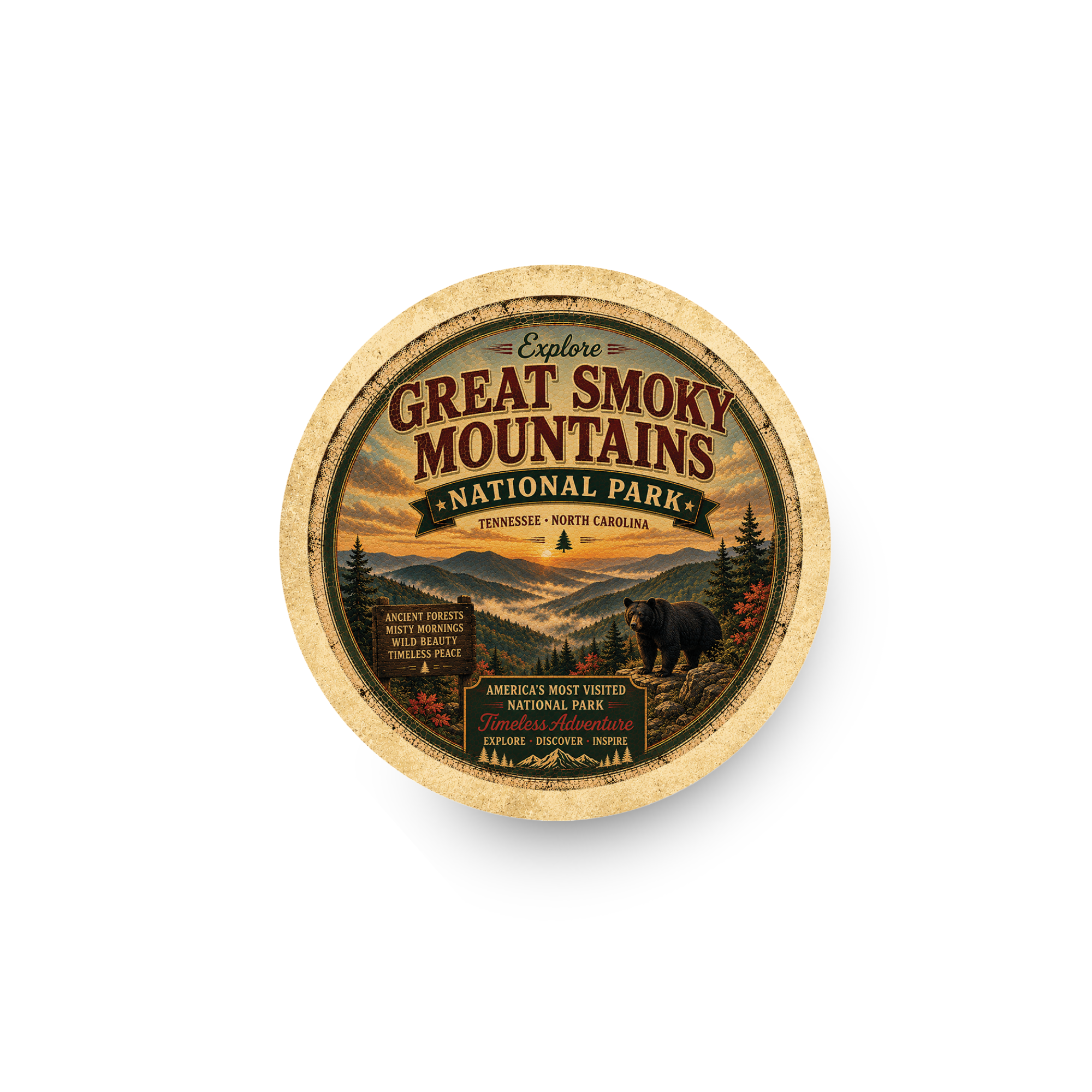 Great Smoky Mountains National Park Ceramic Coaster – 4" Round