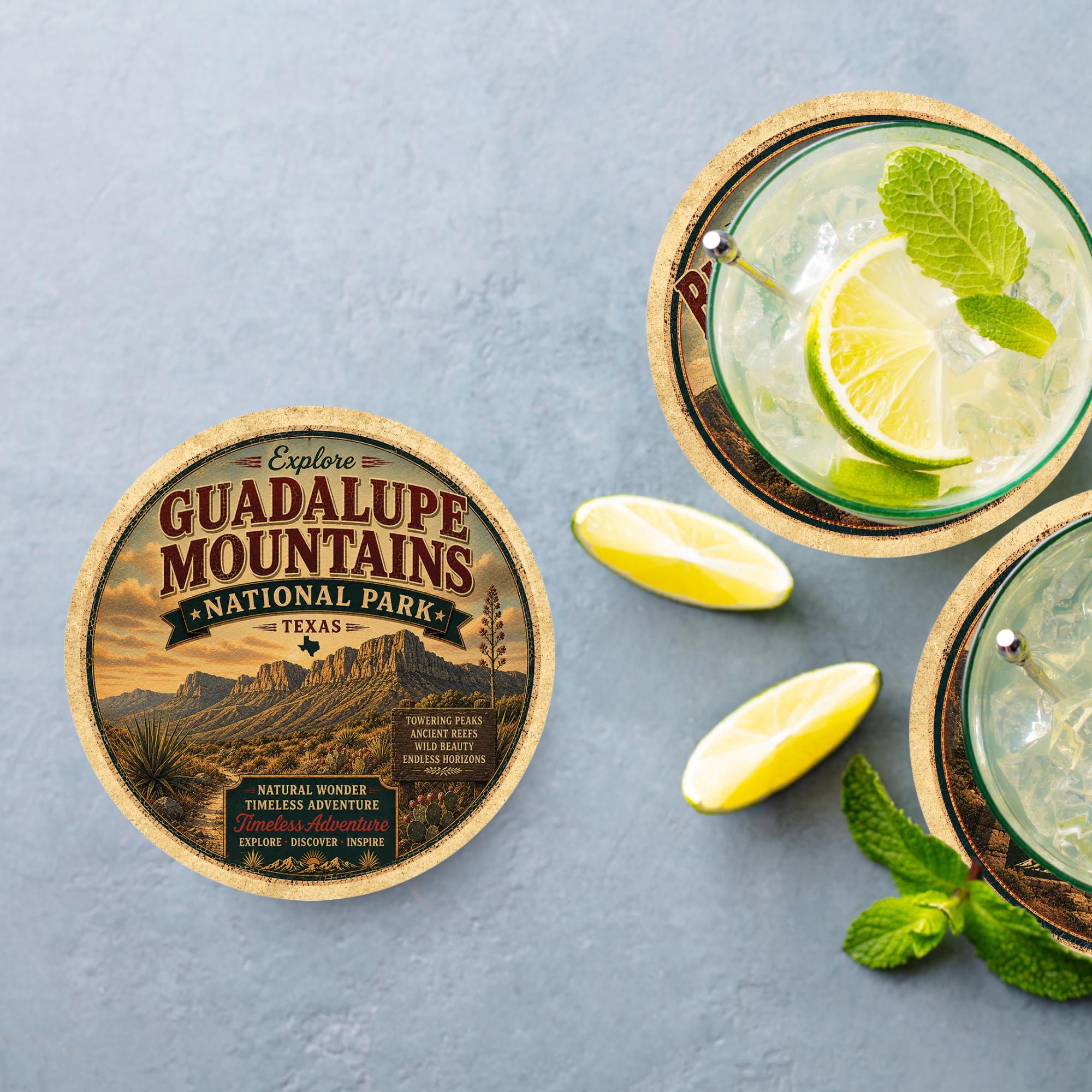 Guadalupe Mountains National Park Ceramic Coaster – 4" Round