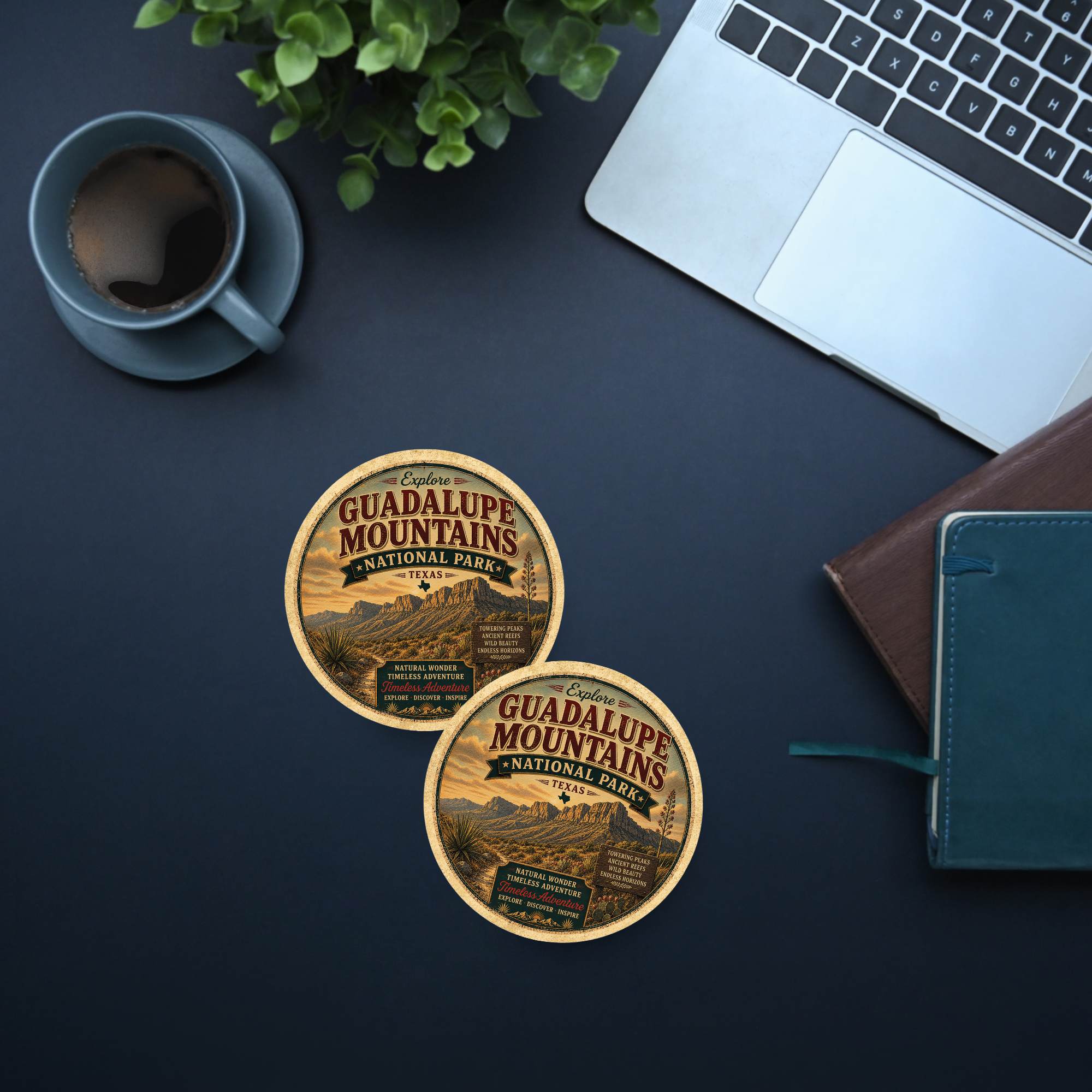 Guadalupe Mountains National Park Ceramic Coaster – 4" Round