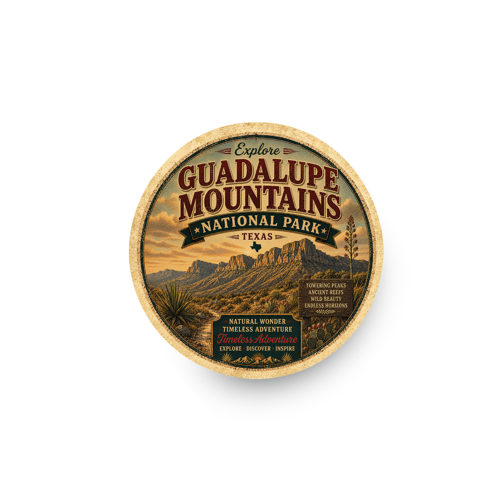 Guadalupe Mountains National Park Ceramic Coaster – 4" Round