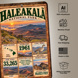 Haleakala National Park sign features including aluminum construction and weather resistance