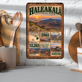 Haleakala National Park aluminum facts sign displayed in a kitchen