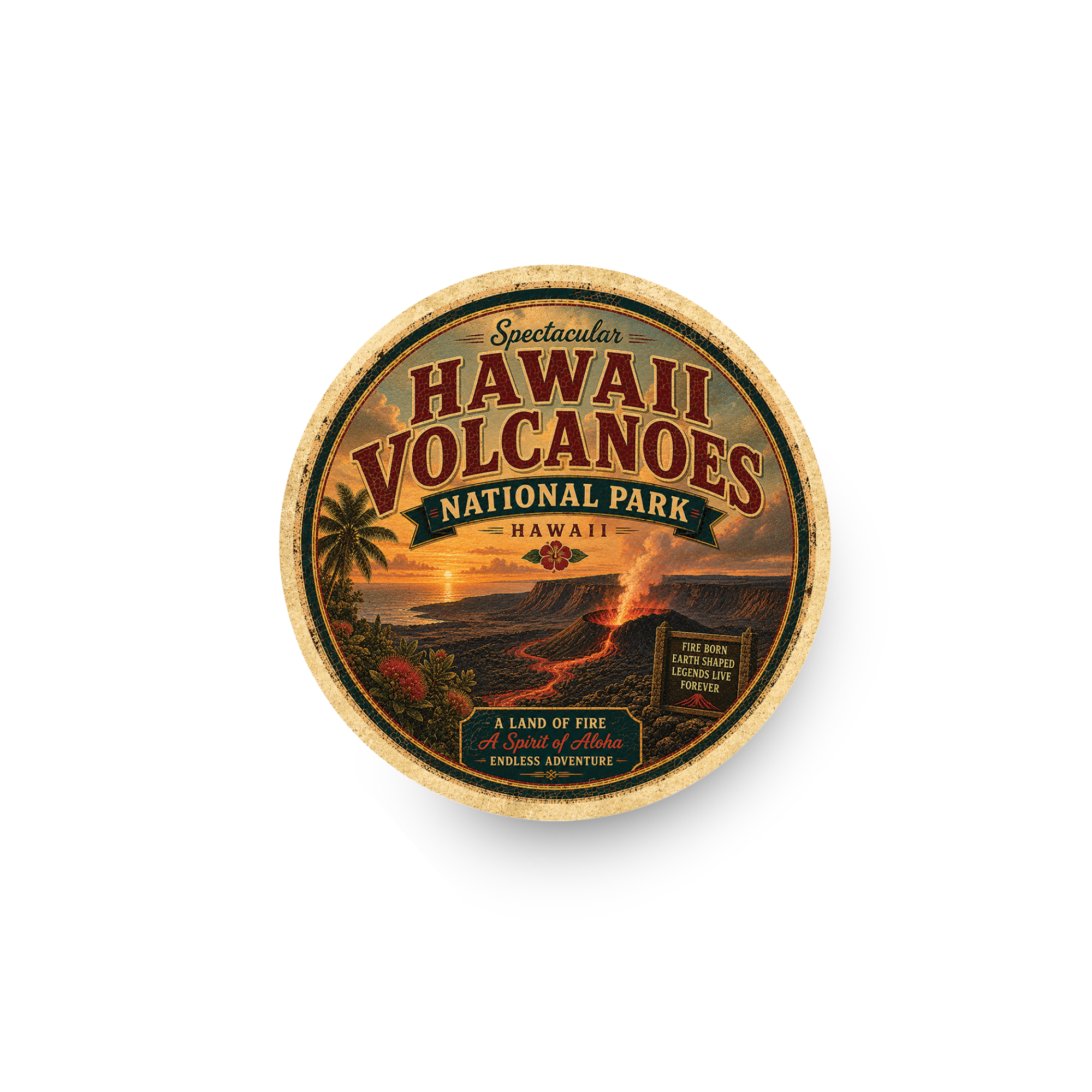 Hawaii Volcanoes National Park Ceramic Coaster – 4" Round