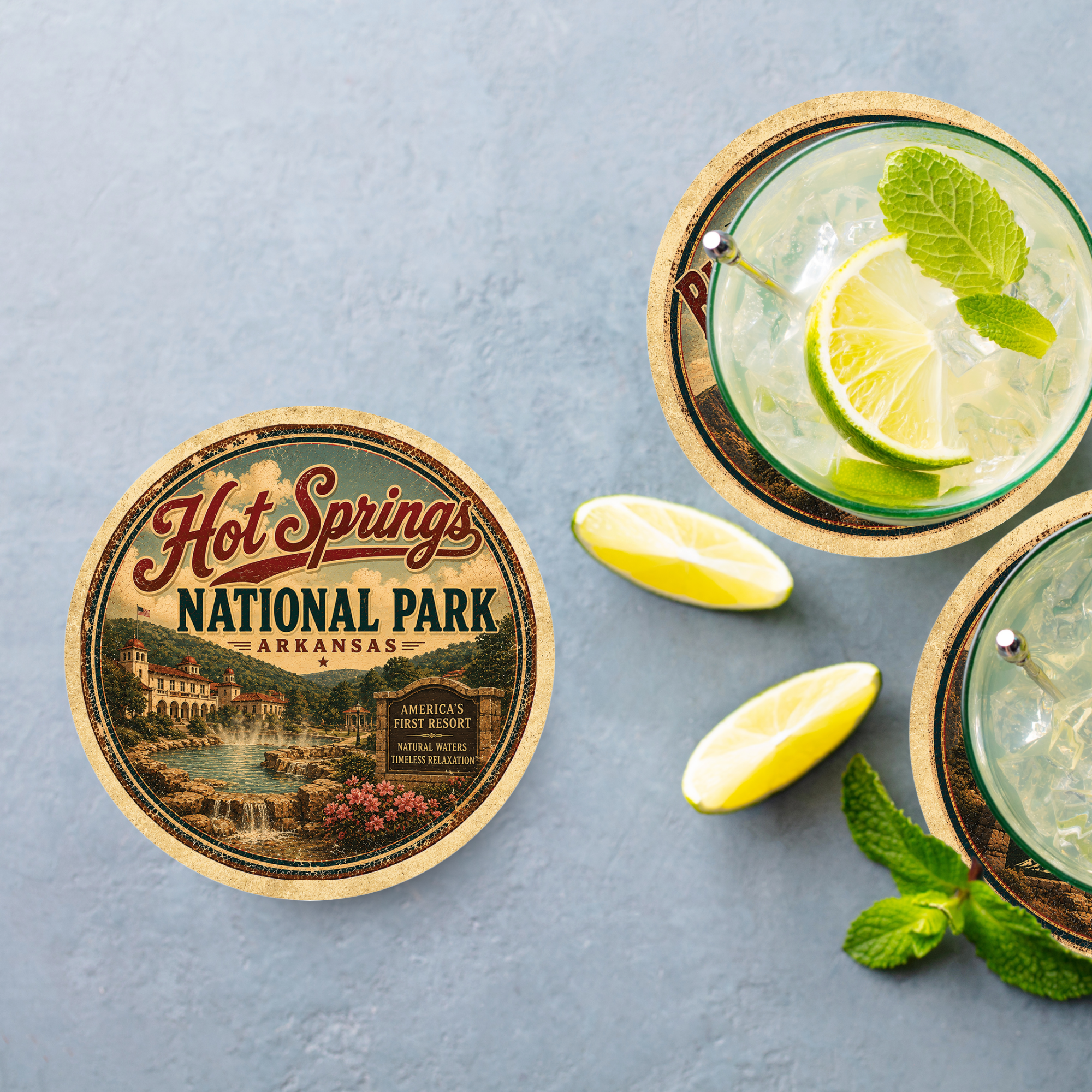 Hot Springs National Park Ceramic Coaster – 4" Round