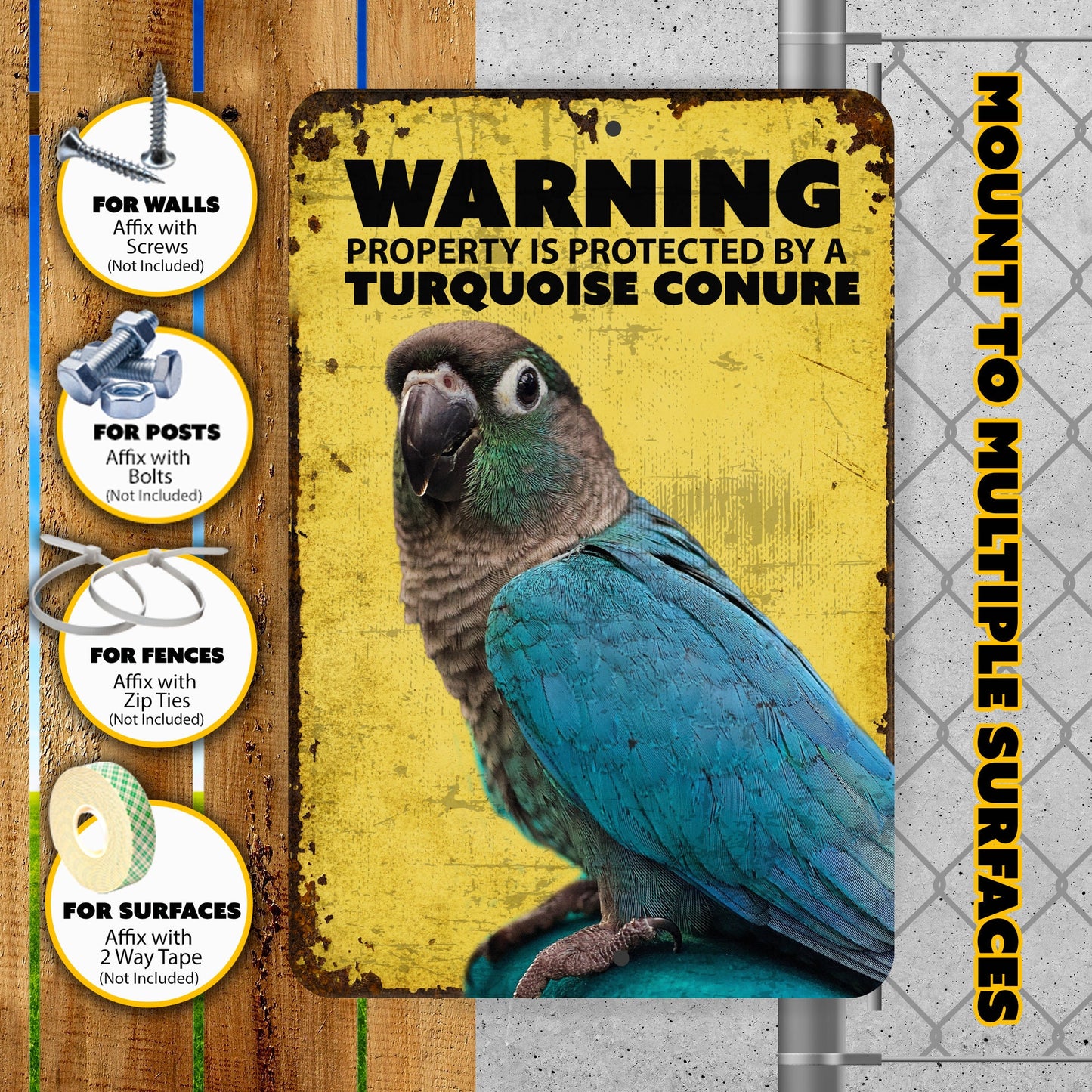 Rustic Turquoise Conure Sign