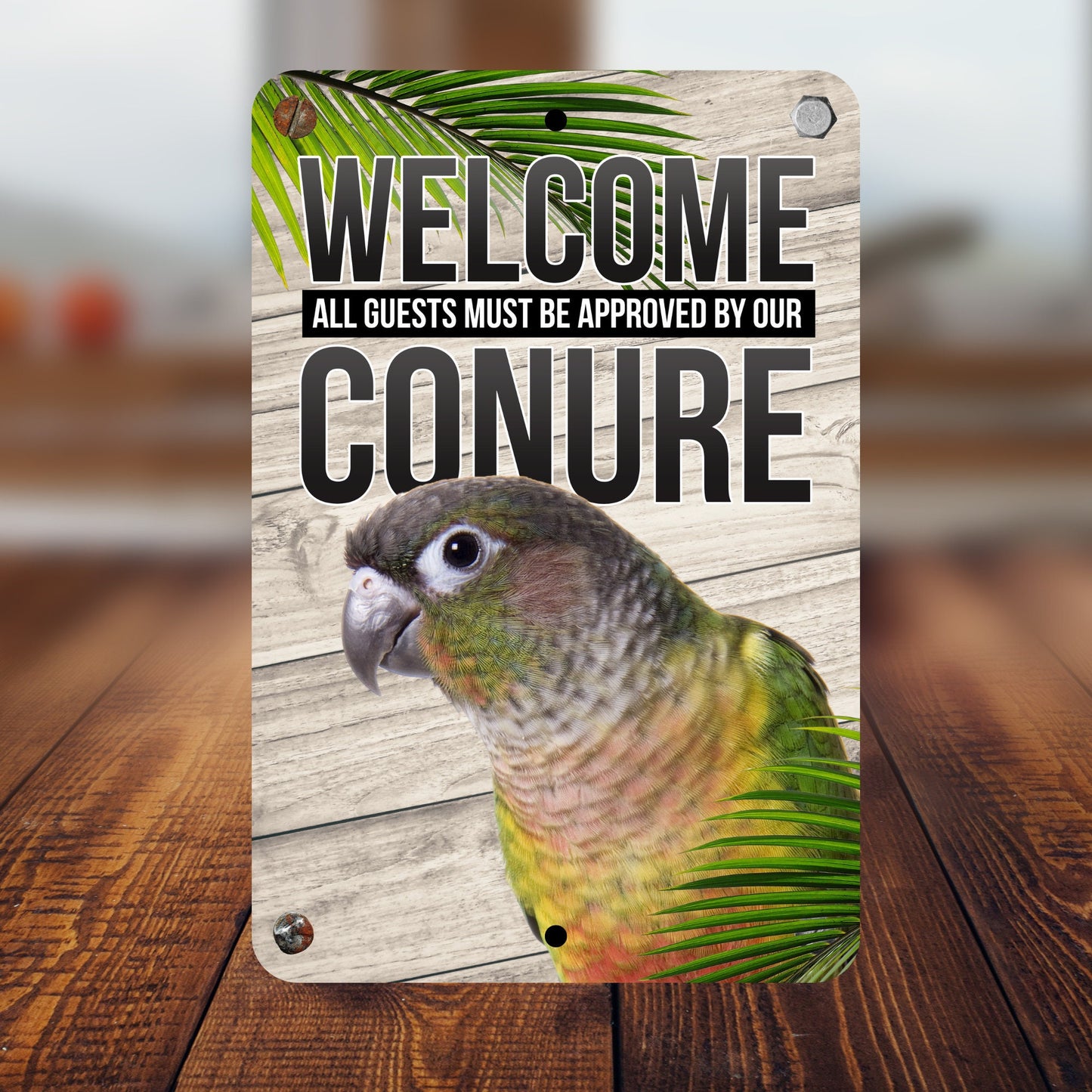 Green Cheek Conure Warning Sign