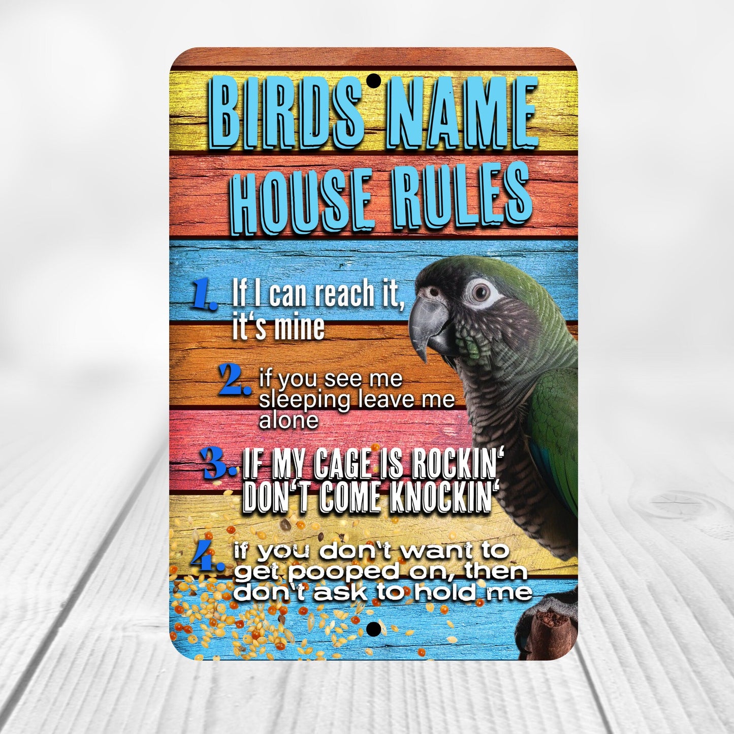 Rustic Green Cheek Conure Sign