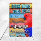 Personalized Red Eclectus House Rules Sign