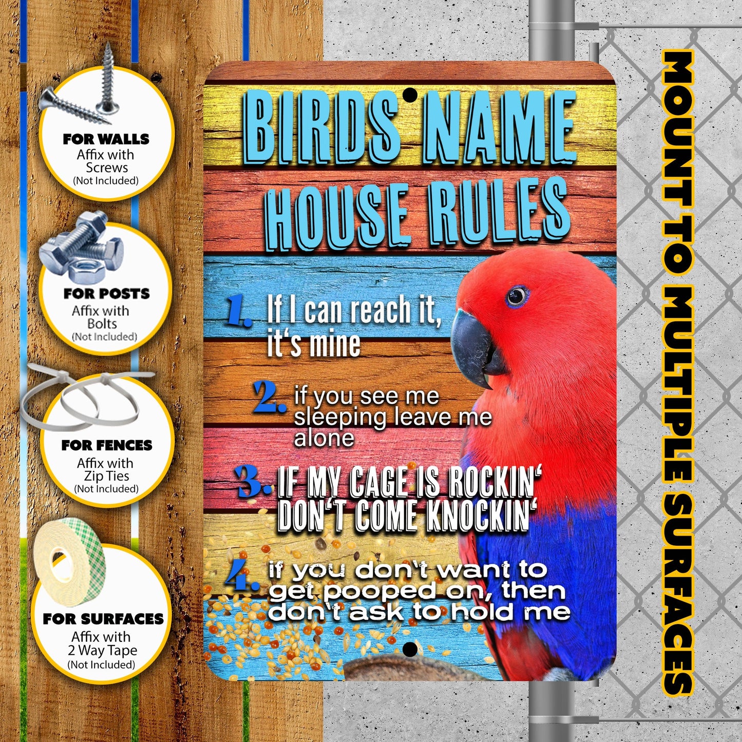 Red Eclectus House Rules Sign