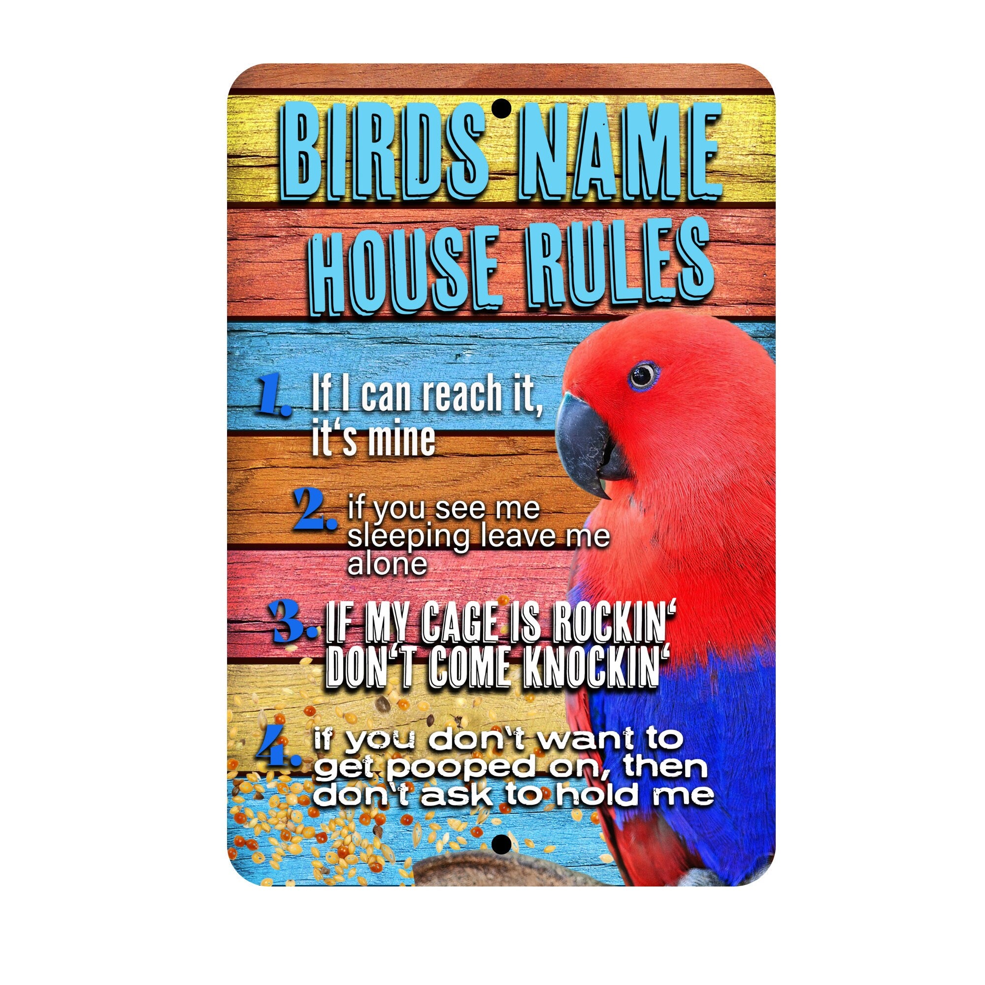 Red Eclectus House Rules Sign