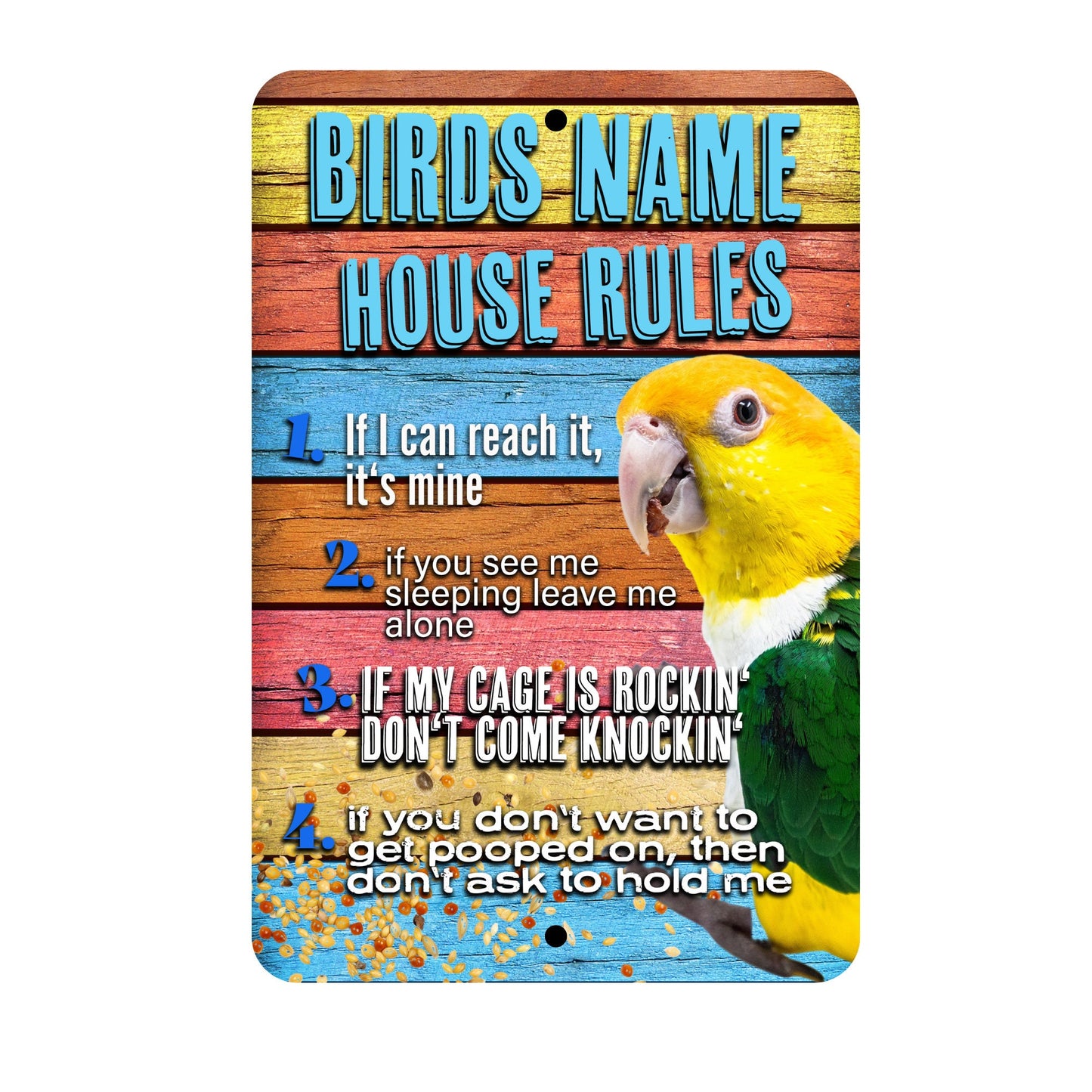 Personalized White Belly Caique Sign