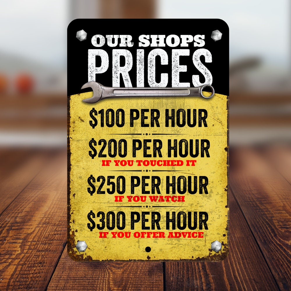 Mechanic Price List Sign