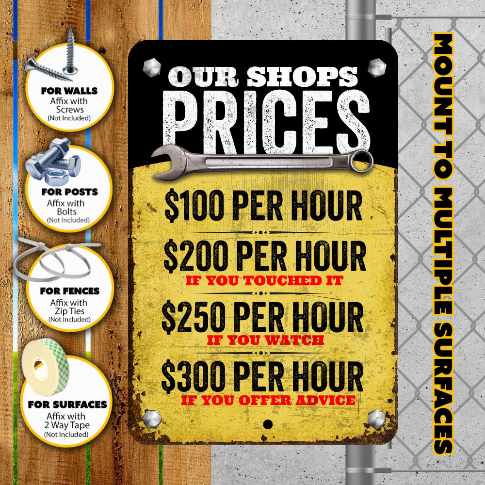 Mechanic Price List Sign