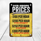Funny Mechanic Price List Sign